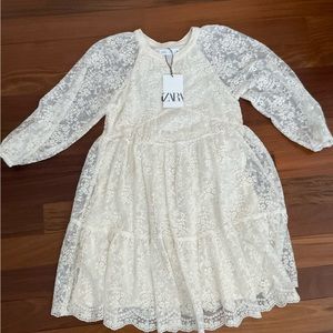 NWT girls Zara dress cream lace size 10